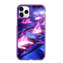 Чехол iPhone 11 Pro матовый Абстракция из блестящих камней и плит, цвет: 3D-фиолетовый