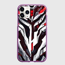 Чехол iPhone 11 Pro матовый Хаотичная красно-белая абстракция