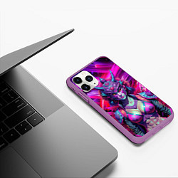 Чехол iPhone 11 Pro матовый Девушка самурай в откровенном костюме, цвет: 3D-фиолетовый — фото 2