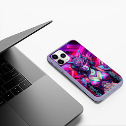 Чехол iPhone 11 Pro матовый Девушка самурай в откровенном костюме, цвет: 3D-светло-сиреневый — фото 2