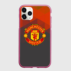 Чехол iPhone 11 Pro матовый Манчестер Юнайтед полигональный красный, цвет: 3D-малиновый