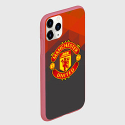 Чехол iPhone 11 Pro матовый Манчестер Юнайтед полигональный красный, цвет: 3D-малиновый — фото 2