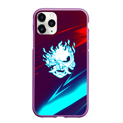 Чехол iPhone 11 Pro матовый Samurai geometry stripes neon