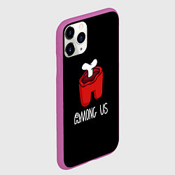 Чехол iPhone 11 Pro матовый Among us logo red, цвет: 3D-фиолетовый — фото 2