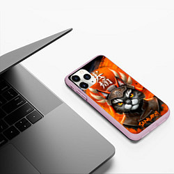 Чехол iPhone 11 Pro матовый Cat samurai, цвет: 3D-розовый — фото 2