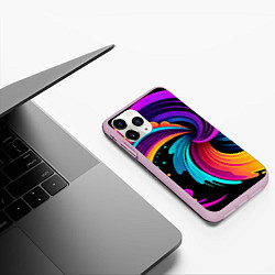 Чехол iPhone 11 Pro матовый Яркая красочная абстракция - нейроарт, цвет: 3D-розовый — фото 2