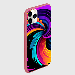 Чехол iPhone 11 Pro матовый Яркая красочная абстракция - нейроарт, цвет: 3D-малиновый — фото 2