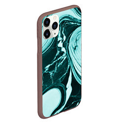 Чехол iPhone 11 Pro матовый Бирюзовый мрамор, цвет: 3D-коричневый — фото 2