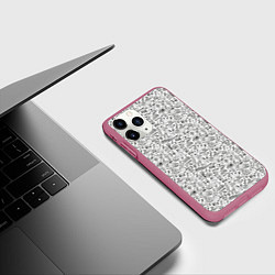 Чехол iPhone 11 Pro матовый Дудл граффити рэперское - паттерн, цвет: 3D-малиновый — фото 2