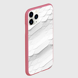 Чехол iPhone 11 Pro матовый Белая чешуя змеи, цвет: 3D-малиновый — фото 2