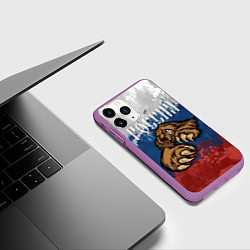 Чехол iPhone 11 Pro матовый Русский медведь, цвет: 3D-фиолетовый — фото 2