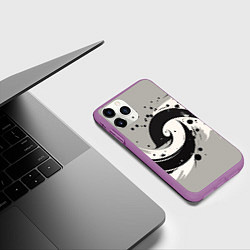 Чехол iPhone 11 Pro матовый Инь-янь абстракция - нейроарт, цвет: 3D-фиолетовый — фото 2