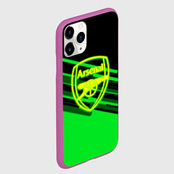 Чехол iPhone 11 Pro матовый Arsenal geometry line green, цвет: 3D-фиолетовый — фото 2