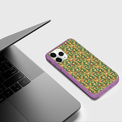 Чехол iPhone 11 Pro матовый Камуфляжный узор с девушками в военной форме, цвет: 3D-фиолетовый — фото 2