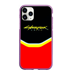 Чехол iPhone 11 Pro матовый Cyberpunk 2077 geometry