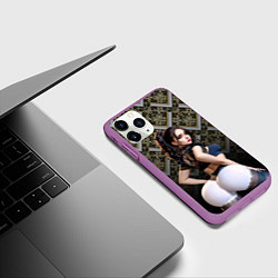 Чехол iPhone 11 Pro матовый Сексуальная девушка в белом обтягивающем белье, цвет: 3D-фиолетовый — фото 2