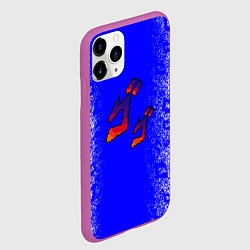 Чехол iPhone 11 Pro матовый Jojos bizarre adventure - синяя символига-лого, цвет: 3D-фиолетовый — фото 2