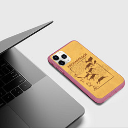 Чехол iPhone 11 Pro матовый Археолог - наскальные рисунки с оленями, цвет: 3D-малиновый — фото 2