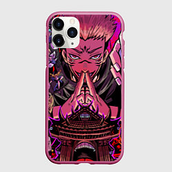 Чехол iPhone 11 Pro матовый Магическая битва Сукуна расширение территории, цвет: 3D-малиновый