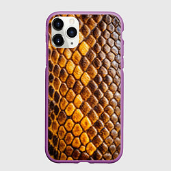 Чехол iPhone 11 Pro матовый Текстурная кожа кобры, цвет: 3D-фиолетовый