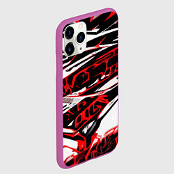 Чехол iPhone 11 Pro матовый Красно-чёрная агрессивная абстракция на белом фоне, цвет: 3D-фиолетовый — фото 2