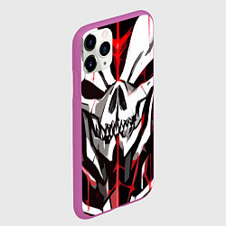 Чехол iPhone 11 Pro матовый Белый череп и красные полосы на чёрном фоне, цвет: 3D-фиолетовый — фото 2