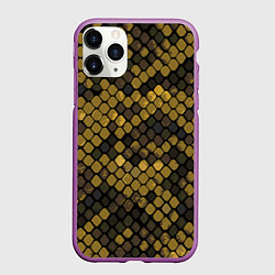 Чехол iPhone 11 Pro матовый Змеиный камуфляж - текстура чешуи