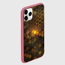 Чехол iPhone 11 Pro матовый Светящиеся коричневый соты - тепловая энергия, цвет: 3D-малиновый — фото 2