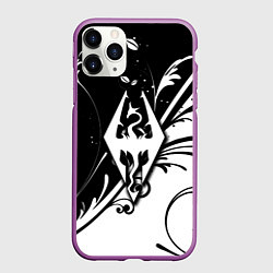 Чехол iPhone 11 Pro матовый The Elder Scrolls узор, цвет: 3D-фиолетовый