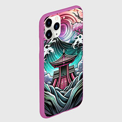 Чехол iPhone 11 Pro матовый Японский пейзаж природа, цвет: 3D-фиолетовый — фото 2