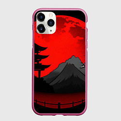 Чехол iPhone 11 Pro матовый Гора японии на фоне заката