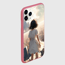 Чехол iPhone 11 Pro матовый Аниме девушка в белом платье, цвет: 3D-малиновый — фото 2