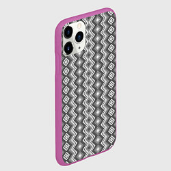 Чехол iPhone 11 Pro матовый Серый вертикальный узор зиг заг, цвет: 3D-фиолетовый — фото 2
