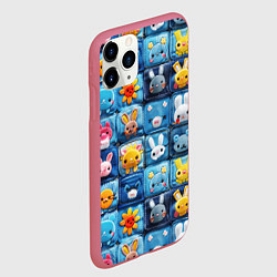 Чехол iPhone 11 Pro матовый Пэчворк с кроликами, цвет: 3D-малиновый — фото 2