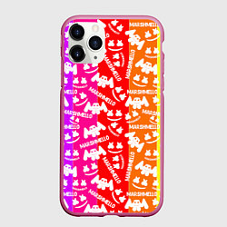 Чехол iPhone 11 Pro матовый Marshmello rainbow, цвет: 3D-малиновый