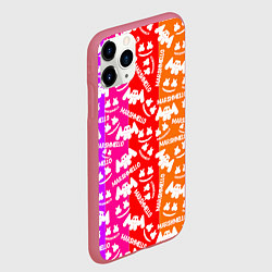 Чехол iPhone 11 Pro матовый Marshmello rainbow, цвет: 3D-малиновый — фото 2