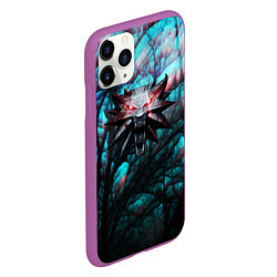 Чехол iPhone 11 Pro матовый The Witcher logo night, цвет: 3D-фиолетовый — фото 2