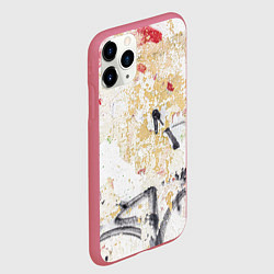 Чехол iPhone 11 Pro матовый Стена с потрескавшейся краской и надписи, цвет: 3D-малиновый — фото 2