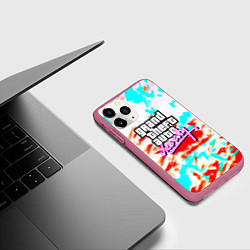 Чехол iPhone 11 Pro матовый GTA vice city clors, цвет: 3D-малиновый — фото 2
