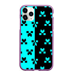 Чехол iPhone 11 Pro матовый Minecraft pattern game, цвет: 3D-фиолетовый