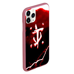 Чехол iPhone 11 Pro матовый Doom storm logo, цвет: 3D-малиновый — фото 2