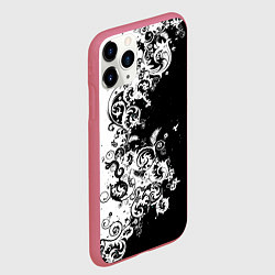 Чехол iPhone 11 Pro матовый Чёрно белая абстракция, цвет: 3D-малиновый — фото 2