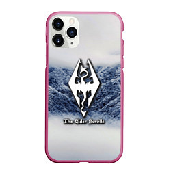 Чехол iPhone 11 Pro матовый Cкайрим зима, цвет: 3D-малиновый