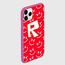 Чехол iPhone 11 Pro матовый Roblox smile pattern, цвет: 3D-фиолетовый — фото 2