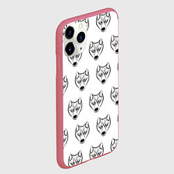 Чехол iPhone 11 Pro матовый Паттерн волк, цвет: 3D-малиновый — фото 2