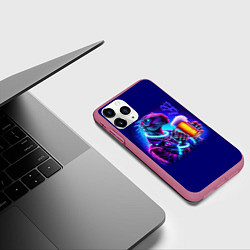 Чехол iPhone 11 Pro матовый Неоновый пивозавр - нейроарт фантазия, цвет: 3D-малиновый — фото 2