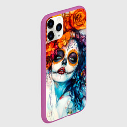 Чехол iPhone 11 Pro матовый Катрина День мертвых, цвет: 3D-фиолетовый — фото 2