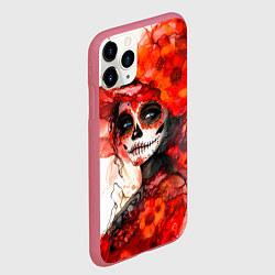Чехол iPhone 11 Pro матовый Катрина Санта Муэрте, цвет: 3D-малиновый — фото 2