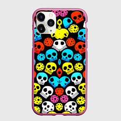 Чехол iPhone 11 Pro матовый Прикольный цветной паттерн из черепков - нейроарт