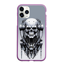 Чехол iPhone 11 Pro матовый Cool cyber skull - ai art fantasy